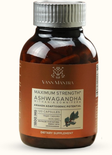 [BRSROGI5BACW2CY4] Ashwagandha Capsules, 120 Count, 1800mg Per Serving, Stress Relief & Immune Support Supplement, Peaceful & Balances Routine, Vegan Ayurvedic Supplement, Non GMO