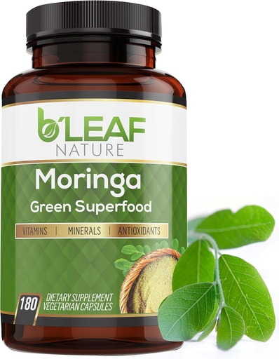 [BRSWYHYTO54BODTK] B'LEAF NATURE Βιολογικές κάψουλες Moringa 1000mg, 180 Count – Moringa Κάψουλες με οργανική σκόνη Olefeira για ανοσοποιητική υποστήριξη, ενέργεια & ισορροπία – Vegan, συμπληρώματα μη ΓΤΟ για καθημερινή ευεξία