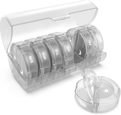 [BRSRMYIBCR4GYEI3] Weekly Pill Organizer 7 Day 2 Times a Day, Sukuos Large Travel Pill Box for Pills/Vitamin/Fish Oil/Supplements, Daily Medicine Organizer Box, BPA Free Pill Case, Easy to Clean