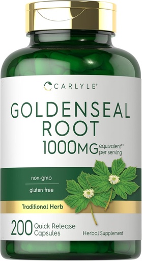 [BRSWYHQLOINWE3L6] Carlyle Goldenseal Root Capsules 1000mg | 200 Count | Traditional Herb Supplement | Non-GMO, Gluten Free
