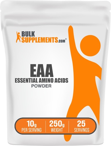 [BRSWGBAOAEFQOE3P] BulkSupplements.com Essential Amino Acids Powder - Essential Amino Acids Supplement, EAA Powder - Unflavored & Gluten Free, 10g per Serving, 250g (8.8 oz) (Pack of 1)