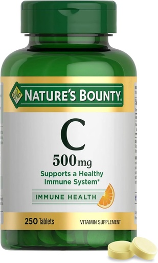 [BRSWIYQOARYWGDY7] Nature's Bounty Vitamin C 500 mg, Sağlıklı Immune System, Daily Vitamin Supplement, 250 Vejetaryen Tabletler