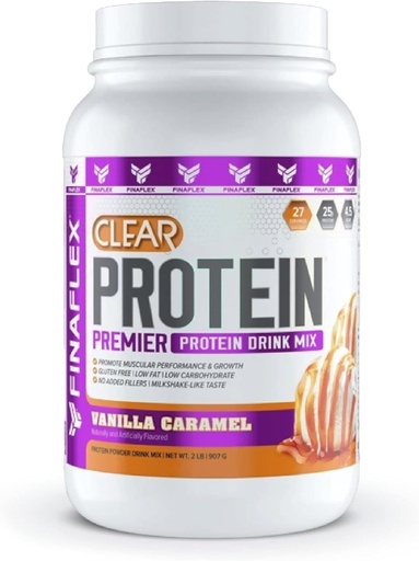 [BRSW2GD7O4FWC3AZ] FINAFLEX Clear Protein, Vanilla Caramel - 2 lb - Promotes Muscular Performance & Growth - Milkshake-Like Taste - Low Carb, Low Fat & Gluten Free - 27 Servings