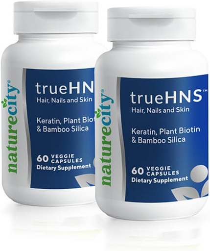 [BRSWGGTQBMFAAF3F] NatureCity True-HNS Hair Nails and Skin Cynatine Keratin and Plant Based Biotin Vitamin Supplement |Fuller and Stronger Hair and Nails|Non GMO| 120 Veggie Capsules