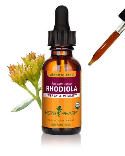 [BRSWIYYNBFYRACTE] Herb Pharm Certified Organic Rhodiola Root Extract Drops for Energy, Endurance and Stamina, Alcohol-Free Glycerite, 1 Oz