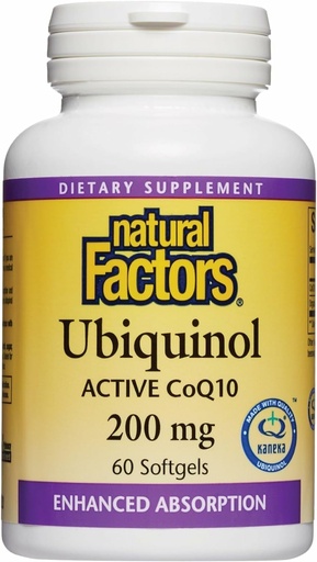 [BRSWIG36C4IBMFLM] Factors Ubiquinol 200 mg - Supports Heart Health & Natural Vitality - Antioxidant Support supplement with Superior Absorption - Energy Support with Flaxseed Oil - 60 Softgels (60 Servings)