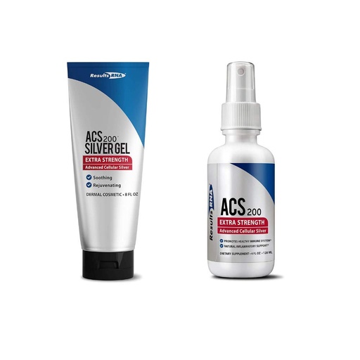[BRSW2YAZBYPRYCI4] Results RNA | ACS 200 Colloidal Silver - 4 Ounce and Colloidal Silver Gel Extra Strength | Advanced Cellular Silver Topical Gel for Sunburn, Wounds, Rashes, Skin Irritations (8 Ounce)