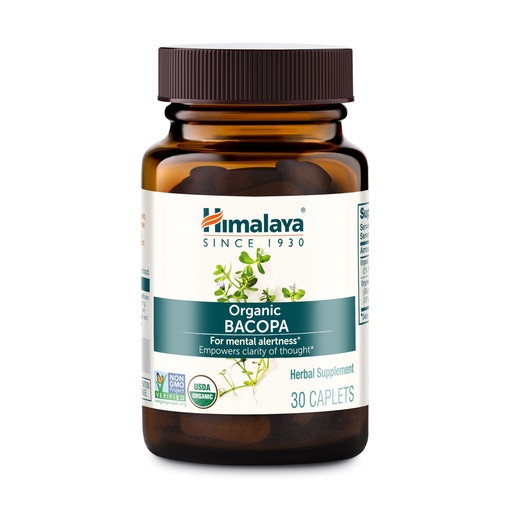 [BRSWKZ36A4PB6CLO] Himalaya USDA Organic Bacopa Monnieri Nootropic Herbal Supplement,Brahmi,Bacopa Supplements, Bacopa Extract,Mental Alertness, Supports Calm,Memory,Cognition,Non-GMO,750 mg, 30 Plant-Based Caplets