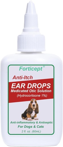 [BRSRMAD7OZ6GMCL7] Unticept Dog and Cat Ear Infeksi Treatment, Dog Ear Drops with 1% Hydrocortisone 2 oz