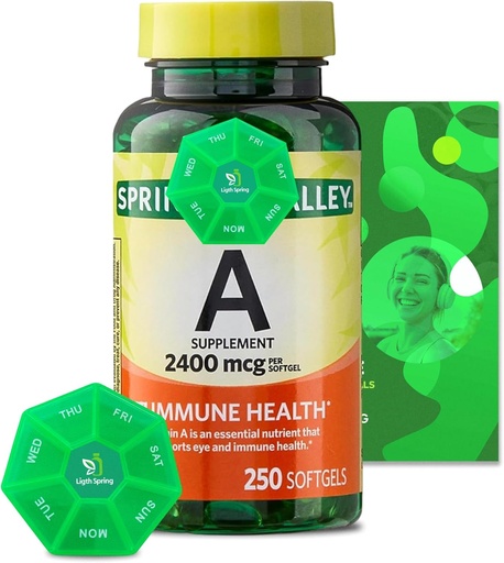 [BRSRAZIBO4MBSYLP] Vitamin A Supplement 2400 mcg, 250 Softgels with Bundle Exclusive Vitamins & Minerals - A to Z - Better Ligth&Spring Guide