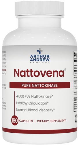 [BRSWIFACC5YAYDLY] Arthur Andrew Medical, Nattovena, Pure Nattokinase Supplement, Double Strength 4,000 FUs per Capsule, 180
