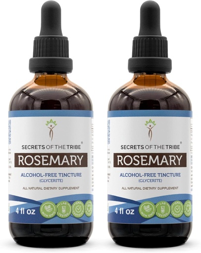 [BRSWGYIQBB7QAHL4] Secrets of the Tribe Rosemary Alcohol-Free Liquid Extract, Rosemary (Rosmarinus Officinalis) Dried Leaf Tincture Supplement (2x4 FL OZ)