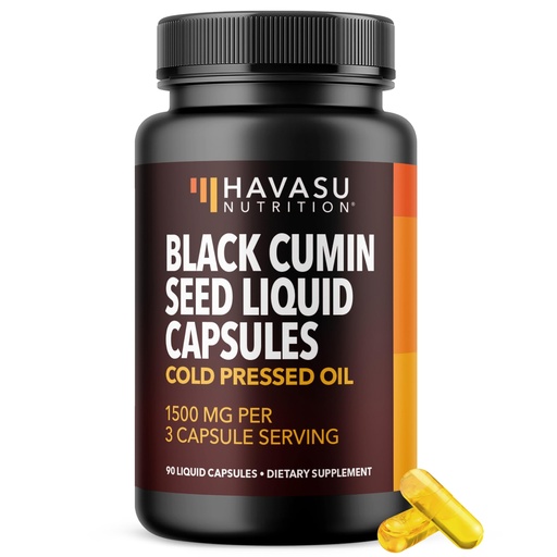 [BRSW2FA5B55ROAAY] Cold Pressed Black Seed Oil Capsules - 1500mg Black Cumin Supplement Per Serving for Immune Function & Digestive Support - Hair & Skin Superfood - Nigella Sativa - 90 Count,1 Month Supply, Unflavored