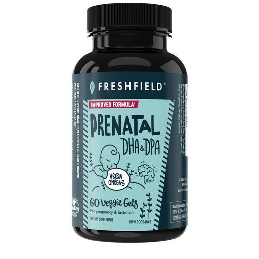[BRSRMGQRBACB6YI6] Freshfield Prenatal Vegan Omega 3 DHA: Sustainable, Carrageenan Free, Third Party Tested, Compostable Bottle, Carbon Neutral. Supports Heart, Brain, Joint Health w/DPA