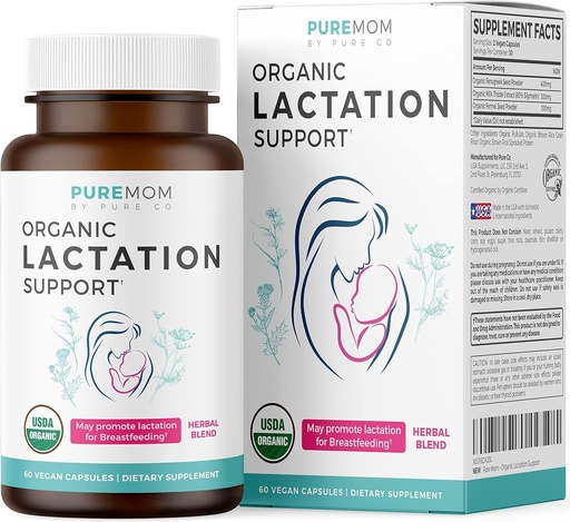 [BRSWKGL5ABYB6DDC] USDA Organic Lactation Supplement - Increase Milk Supply with Herbal Breastfeeding Support - Aid for Mothers - Organic: Fenugreek Seed, Fennel & Milk Thistle - 60 Vegan Capsules (No Pills or Cookies)