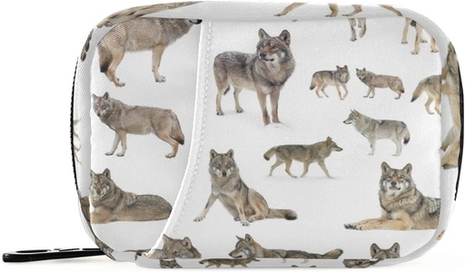 [BRSW2CA5CEHWYE3P] Animal Wolf Pill Box 7 Day Pill Υπόθεση Travel Pill Τσάντα Organizer με Zipper Φορητή Εβδομαδιαία Τσάντα Υπόθεση Συμπαγές μέγεθος για τον κάτοχο συμπλήρωμα βιταμίνης