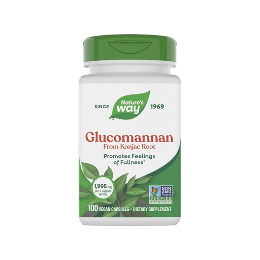 [BRSWIYT3OMAQKADK] Nature's Way Herbal Glucomannan from Konjac Root Capsules, Promotes Feelings of Fullness*, 1,995 mg per 3-Capsule Serving, Non-GMO Project Verified, Vegan, 100 Capsules (Packaging May Vary)