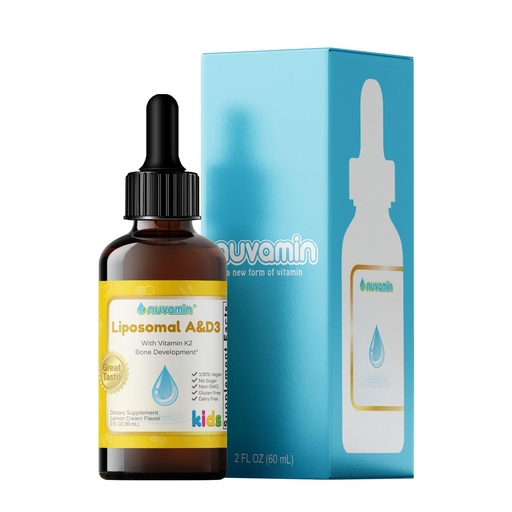 [BRSWYZYNB5YQKETX] Nuvamin – Liquid Liposomal Vitamin A & D3 Drops with K2 for Baby Toddlers Kids & Adults, 800 IU/mL, 2 Fl.Oz (60ml), 120 Daily Serving, Great Taste - All Natural - Superior Absorption, Lemon Flavor
