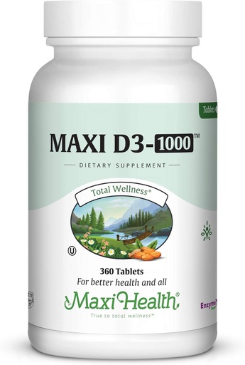 [BRSWEC37OQPGEH33] Maxi-Health Vitamin D3 1000 i.e. - za zdravo delovanje mišic, zdravje kosti in imunske podpore – 360 tablet – Najboljši Košir dodatek za odrasle