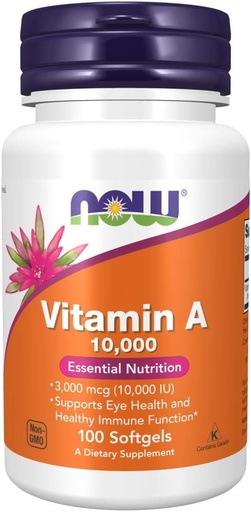 [BRSWIZYNBIDWYGAV] NOW Foods, Vitamin A, 10.000 IU, 100 Softgels