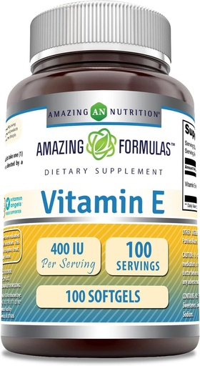 [BRSROYL6BYMBEC3X] Amazing Formulas Vitamin E 400 IU Per Serving Supplement | Non-GMO | Gluten Free (100 Softgels)