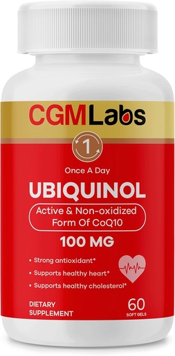 [BRSRMHYNDIHGCG3H] Ubiquinol 100MG Active & Non-Oxidized(Reduced) Form of CoQ10 -Strong antioxidant Dietary Supplement, Supports Health, Healthy Cholesterol - 60 Softgels by CGM Labs