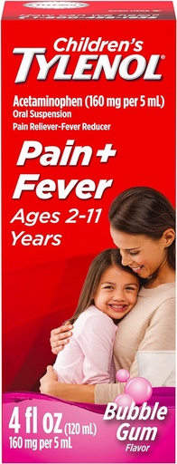 [BRSWIYIHCB4GMFI7] Детски Tylenol Oral Suspension Medicine, Детска течна медицина Pain Reliever & Fever Reduce Reduceer for Cold + Flu Симптоми, аспирин-, Ibuprofen- & Alcohol- Free, Bubble Gum, 4 fl. oz