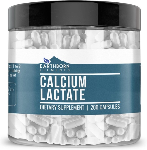 [BRSW2FQ5B4GWG3TG] Earthborn Elements Calcium Lactate (200 Capsules) Calcium Supplement