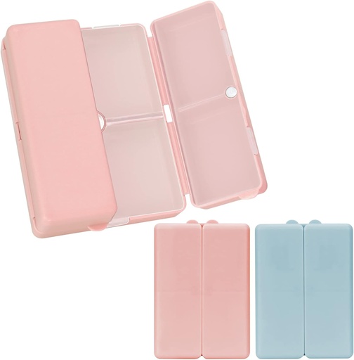 [BRSRMBABPIBWGH3A] FYY Daily Pill Organizer,2 Pcs 7 Kəndlər Portable Pill Case Travel Pill Organizer, [Folding Design] Vitaminlər,Cod Liver Oil,Supplements və Drug-Pink +  Navy