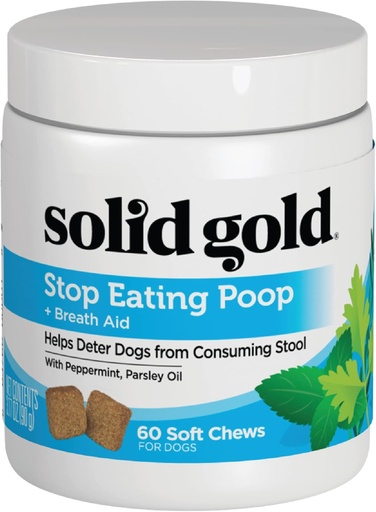 [BRSWGZYQCNYRO236] Solid Gold No Poo Chews pre psov - Copropagia Deterrent & Stool stravovanie Deterrent pre psov, ktorí jedia psie poop - prestať jesť poop Chews s mäty piepornej a probiotiká pre Gut & dych pomoc - 60ct