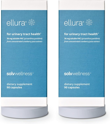 [BRSWGAARPMMQGGT2] ellura Solv Wellness Clinically Proven Cranberry Supplement: Get Ahead of UTIs with 36mg of 100% Bioavailable PAC, 180 Capsules