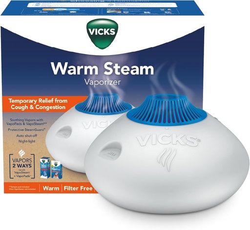 [BRSWIYTZC4DWGFDI] Ciepłe Para Vicks Vaporizer, Małe do Średnich Pokoje, 1.5 Gallon Tank - Ciepły Mist nawilżacz dla dzieci i dzieci Pokoje z Night Light, Pracuje z Vicks VapoPad i VapoSteam