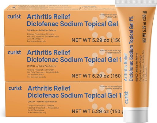 [BRSRMCAPCMDR6DT6] Curist Diclofenac Arthritis Cream Gel 1% (3 Tubes of 150g) - Stopp smerte i Wrists, Føtter, Elbows, & Ankles. Hånd ledgikt smerte lindring og kne ledgikt smerte lindring (3 pakke, 5,29 oz ea.)