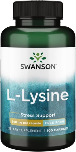 [BRSWIZQ5PJYQIFLI] Swanson Amino Acid Free-Form L-Lysine 500 Milligrams 100 Capsules