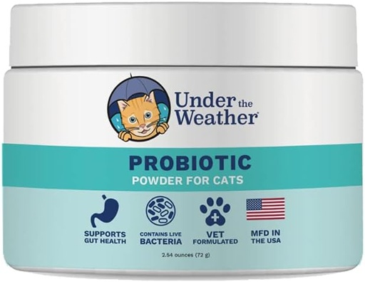 [BRSW2EIYAV5WECY6] Under the Weather Pet Probiotics Powder for Cats | Vet Formulated Probiotic Supplement for Digestive Gut Health | Promotes Good Digestion & Immunity | Aids Occasional Diarrhea for Cats (2.54 Oz)