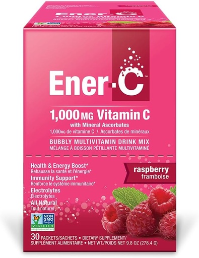 [BRSWKYAMCZYACA3U] Ener-Life Raspberry Multivitamin Drink Mix 30 Count, 0.3 Oz