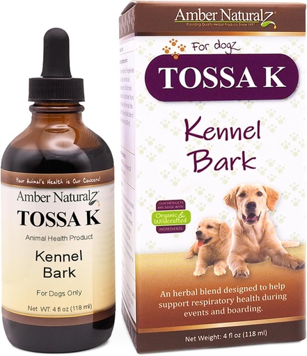 [BRSWIEAQBN4QGFLG] Amber NaturalZ Tossa K Kennel Bark Herbal Supplements for Dogs and Puppies | Canine Herbal Blend for Respiratory Health | 4 Fluid Ounce Glass Bottle