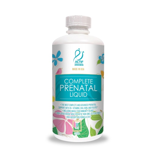 [BRSWGFT4PINB4DYY] ACTIF Organic Complete Prenatal Liquid with 35+ Vitamins and Organic Herbs, with DHA and Choline, Non-GMO, Made in USA, 32oz