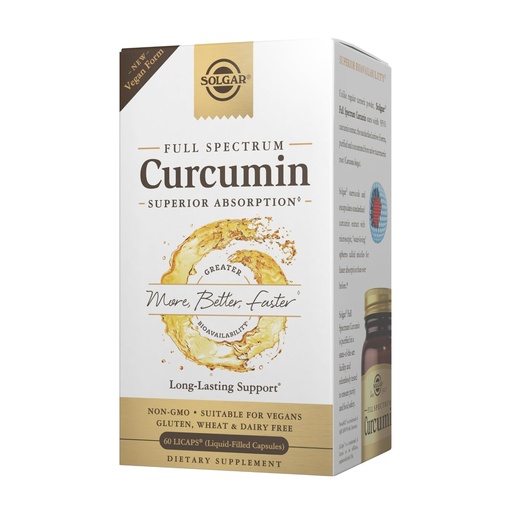 [BRSWICADCB6BA2TO] Solgar Full Spectrum Curcumin - 60 LiCaps - Superior Absorption - Brain, Joint & Immune Health - Non-GMO, Vegan, Gluten Free, Dairy Free - 60 Servings
