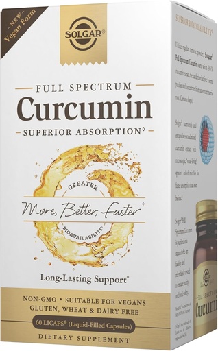 [BRSWICADCB6BA2TO] Solgar Full Spectrum Curcumn - 60 Licaps - over Absorpation - สมอง, เข้าร่วม & Imune Health - Not-GMO, เวก้า, Gluten Free, Dairy Free - 60 Pserations