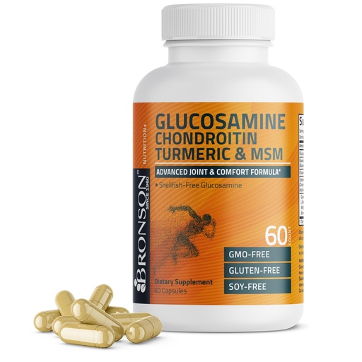 [BRSROZT6OQOQYC3X] Bronson Glucosamine Chondroitin Turmeric & MSM Advanced Joint & Cartilage Formula, Supports Healthy Joints, Mobility & Cartilage - Non-GMO, 60 Capsules