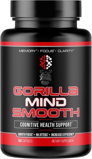 [BRSWYZ37CEBRM23J] Fórmula Nootrópica Gorilla Mind Smooth - Mejor productividad no estimulante Suplemento/Memoria · Focus · Claridad mental · No Jitters / 90 cápsulas