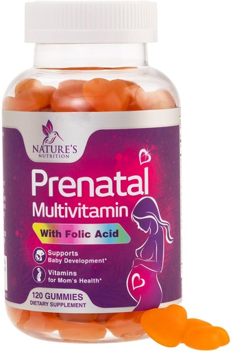 [BRSRMGQCCINQMYIU] Prenatal Vitamins for Women - Pregnancy Vitamins Gummies with Folic Acid, Vitamin A, C, D3, B12, B6 - Prenatal Multivitamin Gummy for for Fetal Support, Pregnant & Nursing Women - 120 Gummies