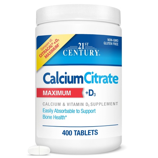 [BRSWIFD5AEPWCHL4] 21st Century Vitamins Calcium Citrate Plus D3 Maximum Tablets, 400 Count