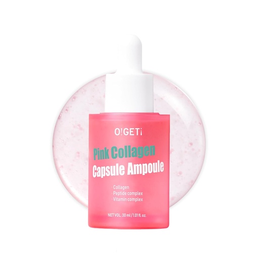 [BRSROAA2CUCR6DI7] Pink Collagen Ampoule, Triple Serum Capsules for Firmness with 300DA Ultra-Low Molecular Collagen, Hypoallergenic, 1.0 fl.oz
