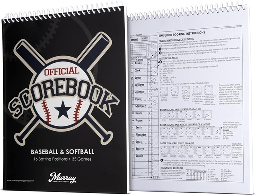 [BRSWGBQ5BB7A4D3X] Murray Sporting Goods Baseball & Softball Scorebook - 35 Games Score Book - Score Keeping Book for Stats - Adult, Youth, Little League Baseball Softball Scorebook for Scorekeepers