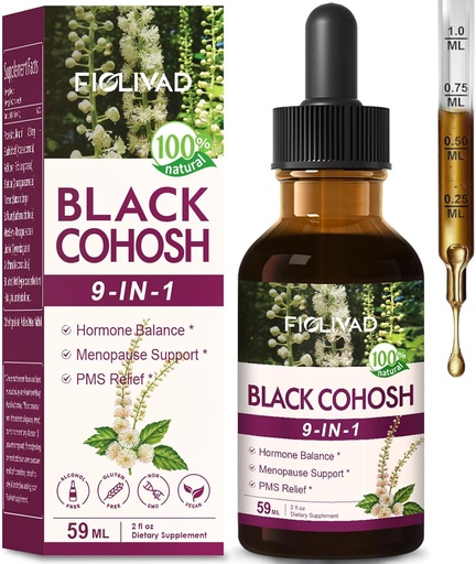 [BRSRAAAPPMNRQETB] 100% Natural Herbal Drops, Black Cohosh Extract for Hormone Balance, Menopause Support & PMS Relief. 2oz