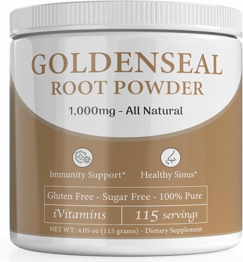 [BRSRAZLROYNQYCAY] Golden Seal Powder - Golden Seal Powder for Sinus - Goldenseal - Echinacea Goldenseal - Goldenseal Root - Golden Seal - Goldenseal Root Powder Organic - 1,000mg per Serving - 115 Servings