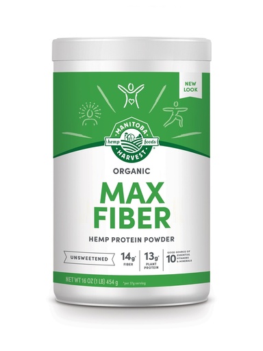 [BRSWIELZC4EBY2TI] Manitoba Harvest Hemp Yeah Organic Max Fiber Protein Powder, Unsweetened, 16oz, with 13g of Fiber, 13g Protein and 2.5g Omegas 3&6 per Serving, Keto-Friendly, Preservative Free, Packaging May Vary
